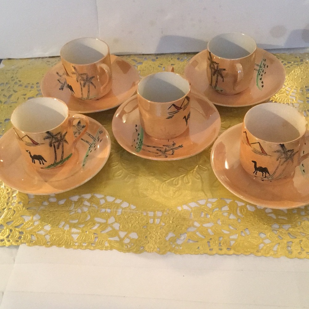 Egyptian motif Demitasse set